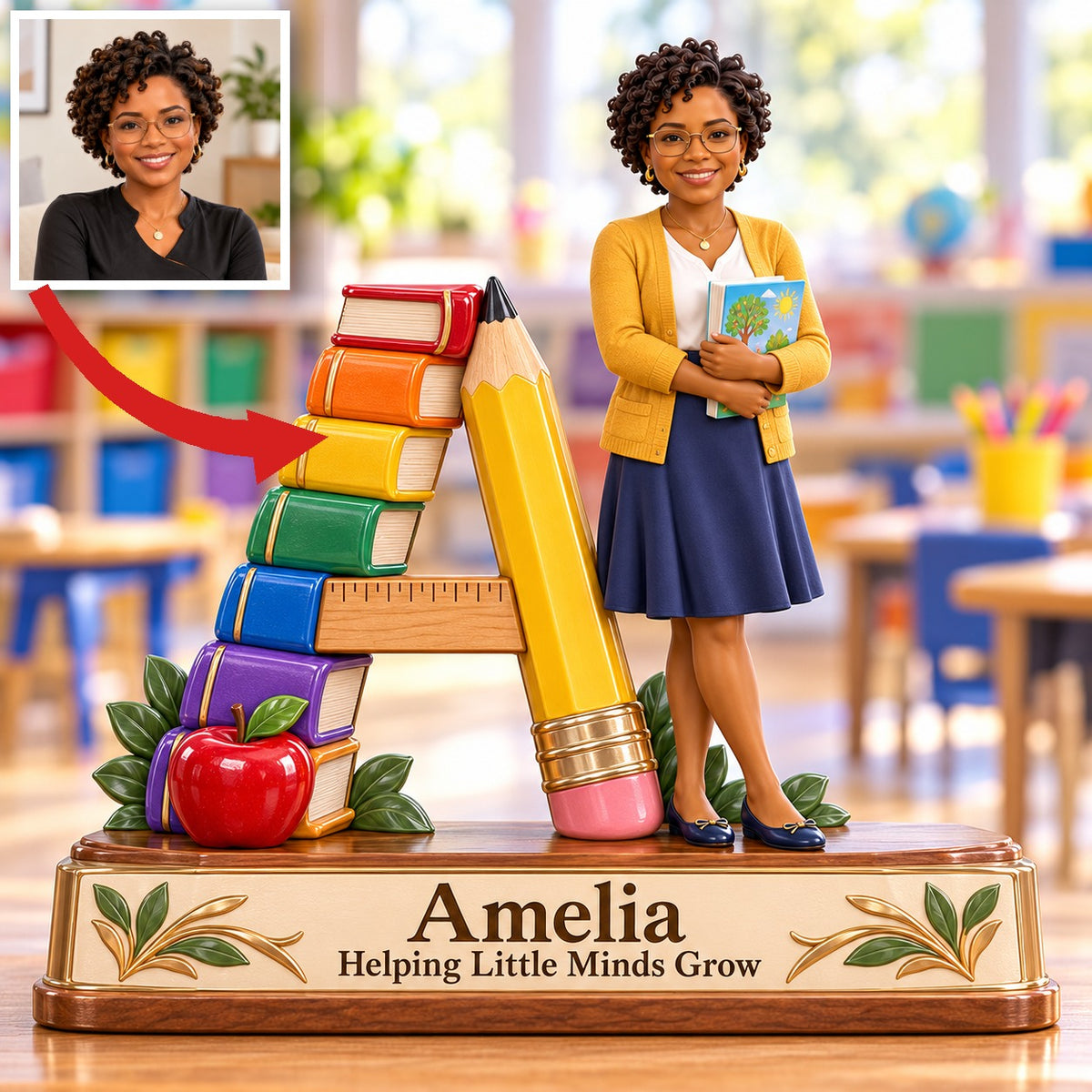 Personalized Custom Photo Teacher 3D Letter Plaque - Gift for Women