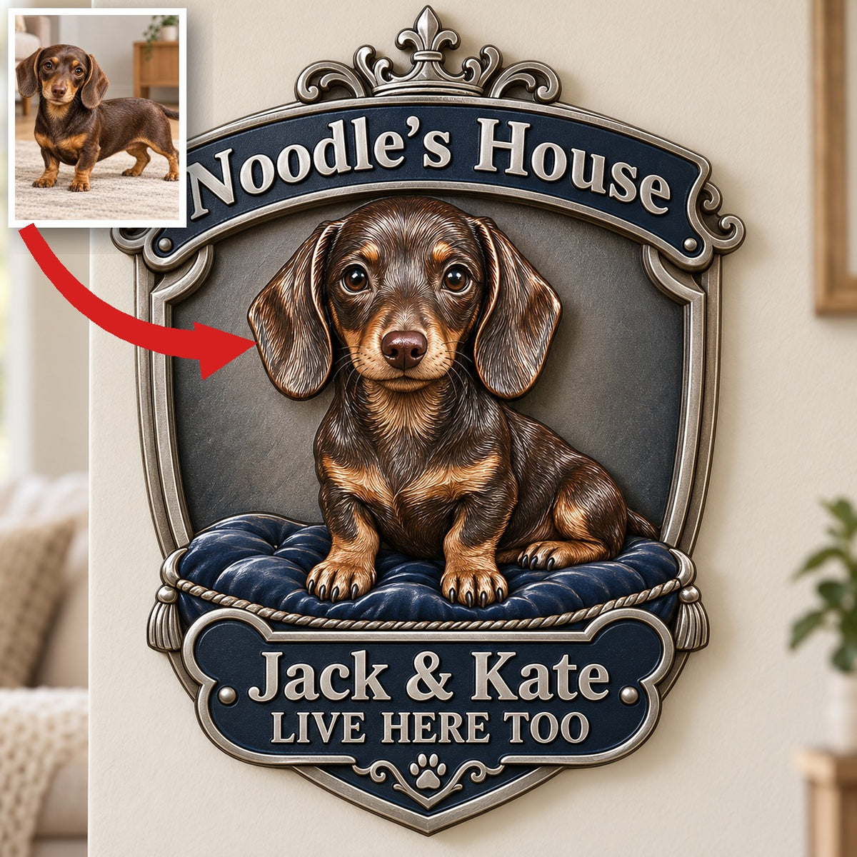Personalisierte 3D Metall-Schild mit Foto - Geschenk für Hundeliebhaber