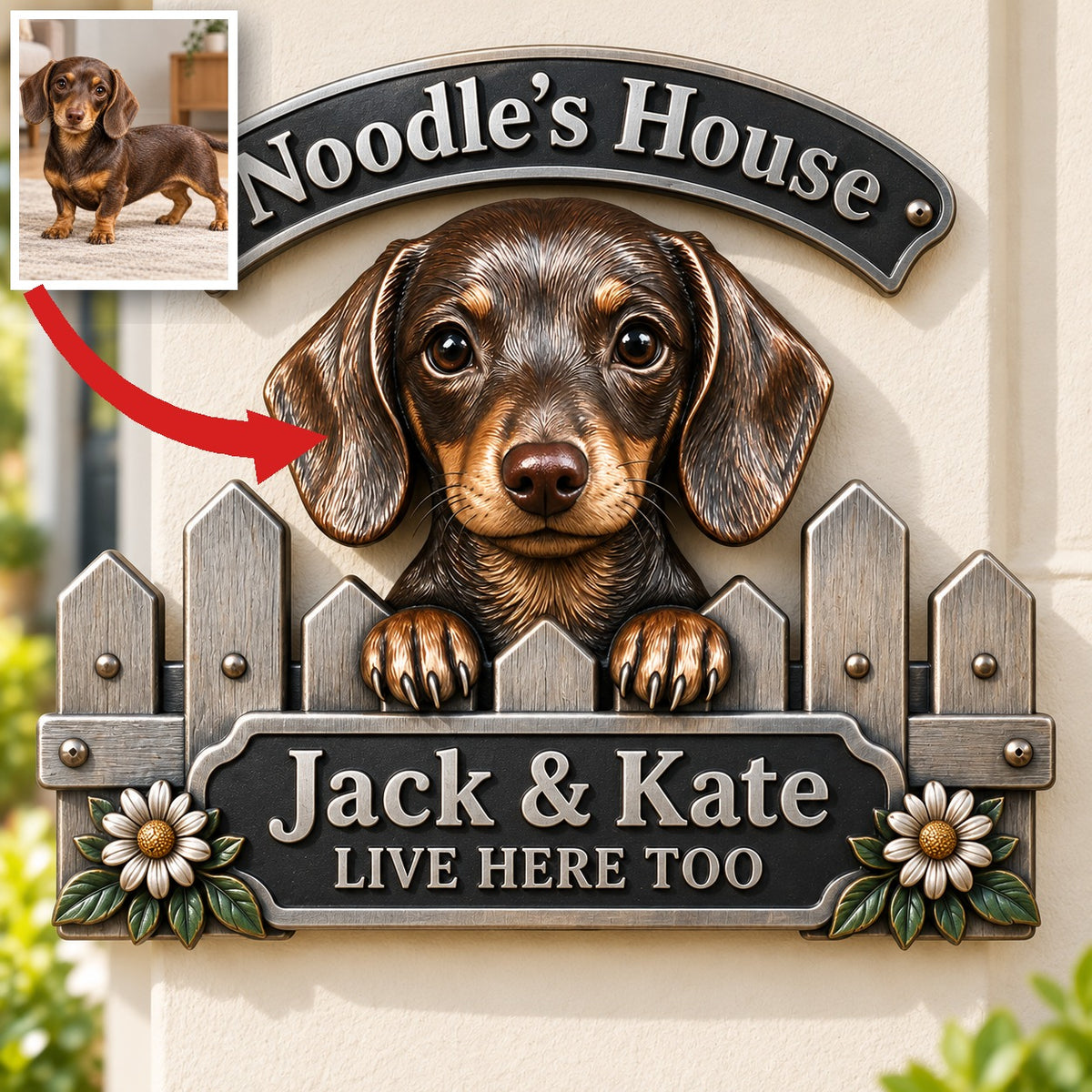 Personalized Custom Photo Dachshund 3D Cut Metal Sign - Dog Lover Gift for Home Decor