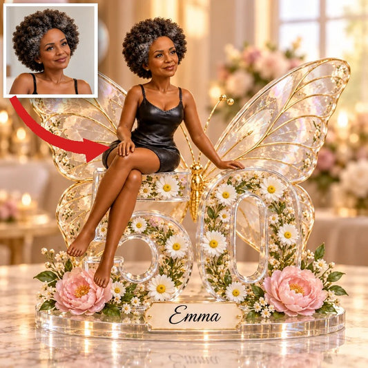 Personalized Custom Photo Butterfly Custom Shaped Acrylic Plaque - 50th Birthday Gift for Women