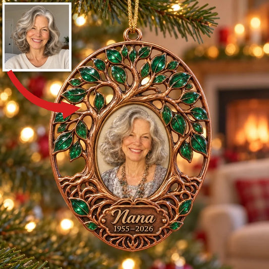 Personalized Custom Photo Tree of Life Memorial 3D Christmas Ornament - Grandmother Remembrance Keepsake