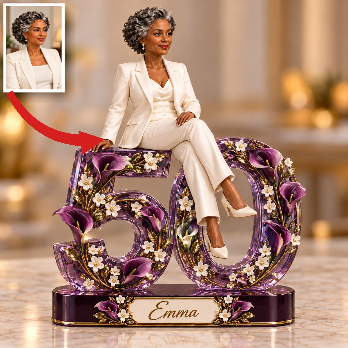 Personalisierte Foto Lila Calla Lilie Acrylplatte - 50. Geburtstag Geschenk für Frauen