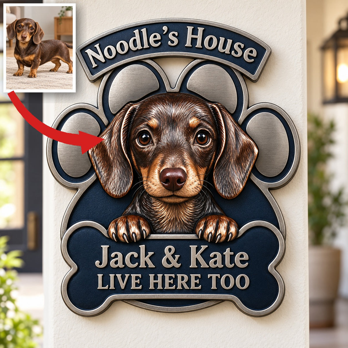 Personalized Custom Photo Dachshund 3D Cut Metal Sign - Dog Lover Gift for Home Decor