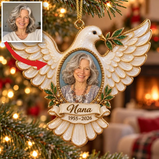 Personalized Custom Photo Dove Memorial 3D Christmas Ornament - Grandmother Remembrance Keepsake
