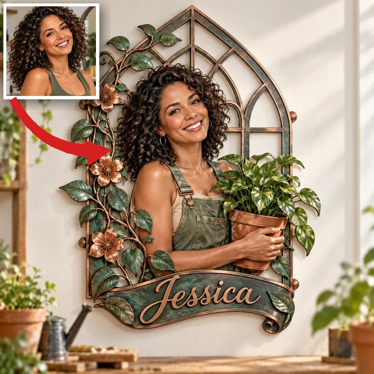 Personalized Custom Photo Gardening 3D Cut Metal Sign - Gift for Women