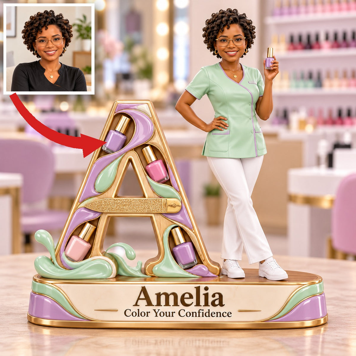Personalized Custom Photo Nail Technician 3D Letter Plaque - Gift for Women