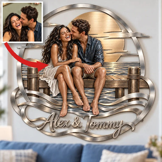 Personalisierte 3D Metall Wandkunst mit Foto - Geschenk für Paare