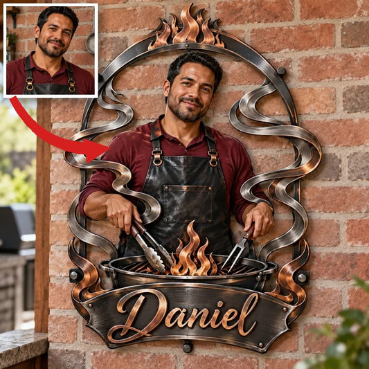 Personalisierte 3D Metall-Schild mit Foto - Geschenk für Männer