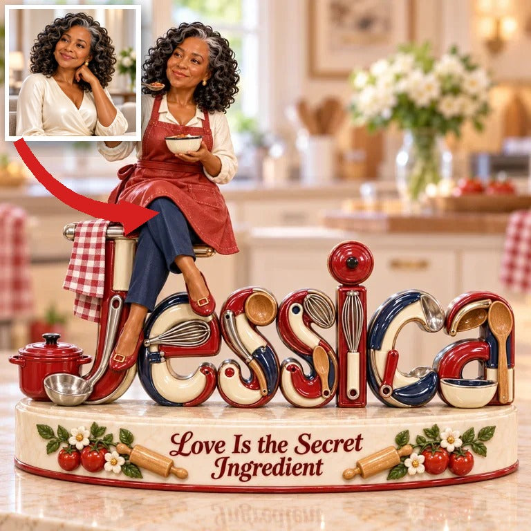 Personalized Custom Photo Cooking 3D Name Figurine - Gift for Older Women