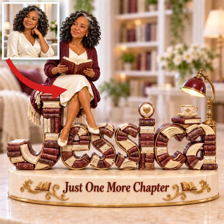 Personalized Custom Photo Book Lover 3D Name Figurine - Gift for Older Women