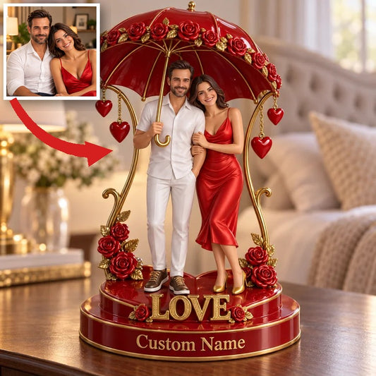Custom Photo Couple Acrylic Plaque - Rose Umbrella Keepsake