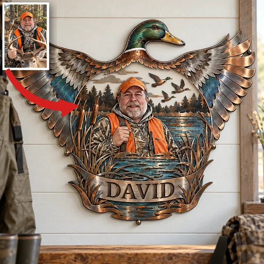 Personalisierte 3D Metalltafel für Entenjagd - Geschenk für ältere Männer