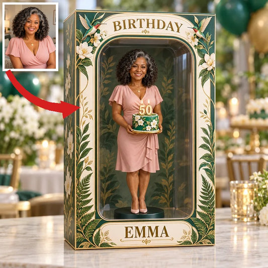 Personalized Custom Photo Hummingbird Figurine in Acrylic Display Box - 50th Birthday Gift for Women