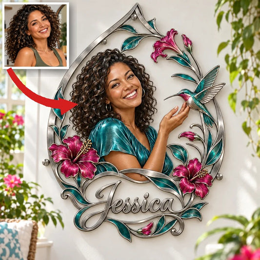 Personalisierte 3D Metall-Schild mit Foto - Geschenk für Frauen