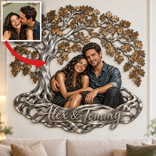 Personalisierte 3D Metall Wandkunst Baum der Liebe - Geschenk für Paare