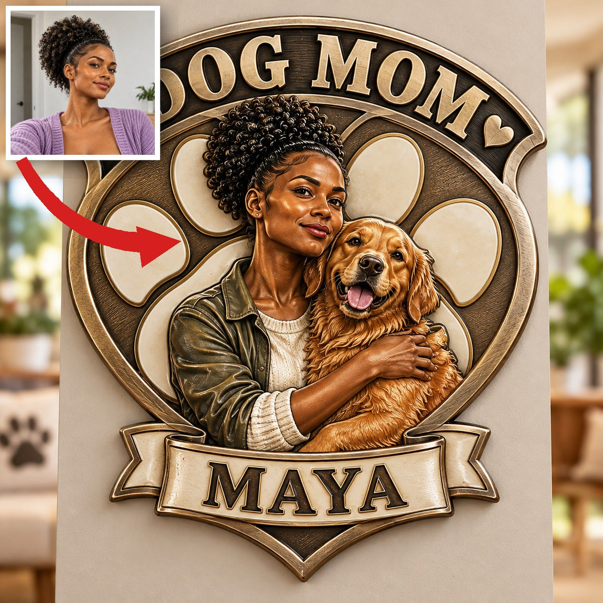 Personalized Custom Photo Dog Mom 3D Printed Cut Metal Sign - Gift for Young Women