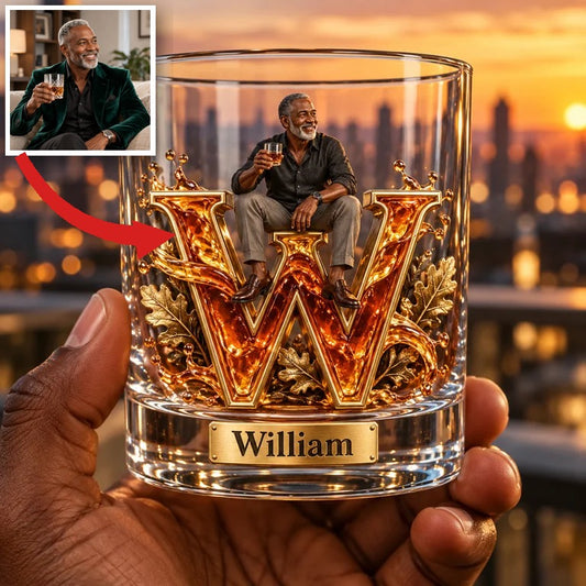 Personalisierbares Foto-Whiskeyglas mit Monogramm - Geschenk für ältere Männer