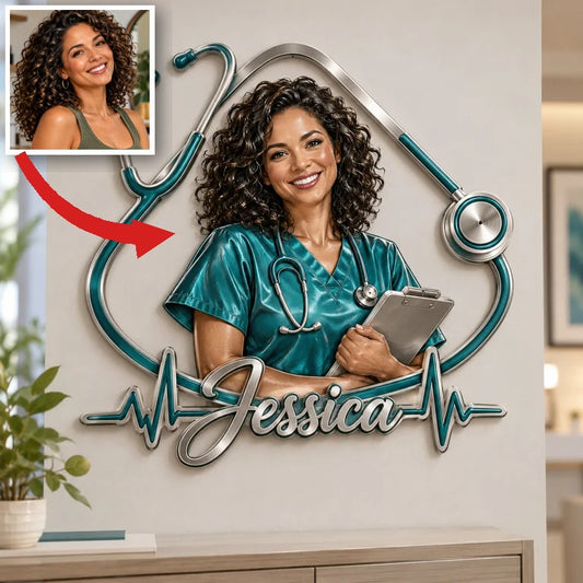 Personalisierte 3D Metall-Schild für Krankenschwestern - Geschenk für Frauen