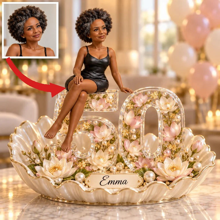 Plaque Acrylique Personnalisée en Forme de Lotus - Cadeau d'Anniversaire pour Femme