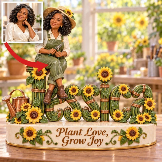 Personalisierte 3D Foto Gartenfigur mit Namen - Geschenk für ältere Frauen