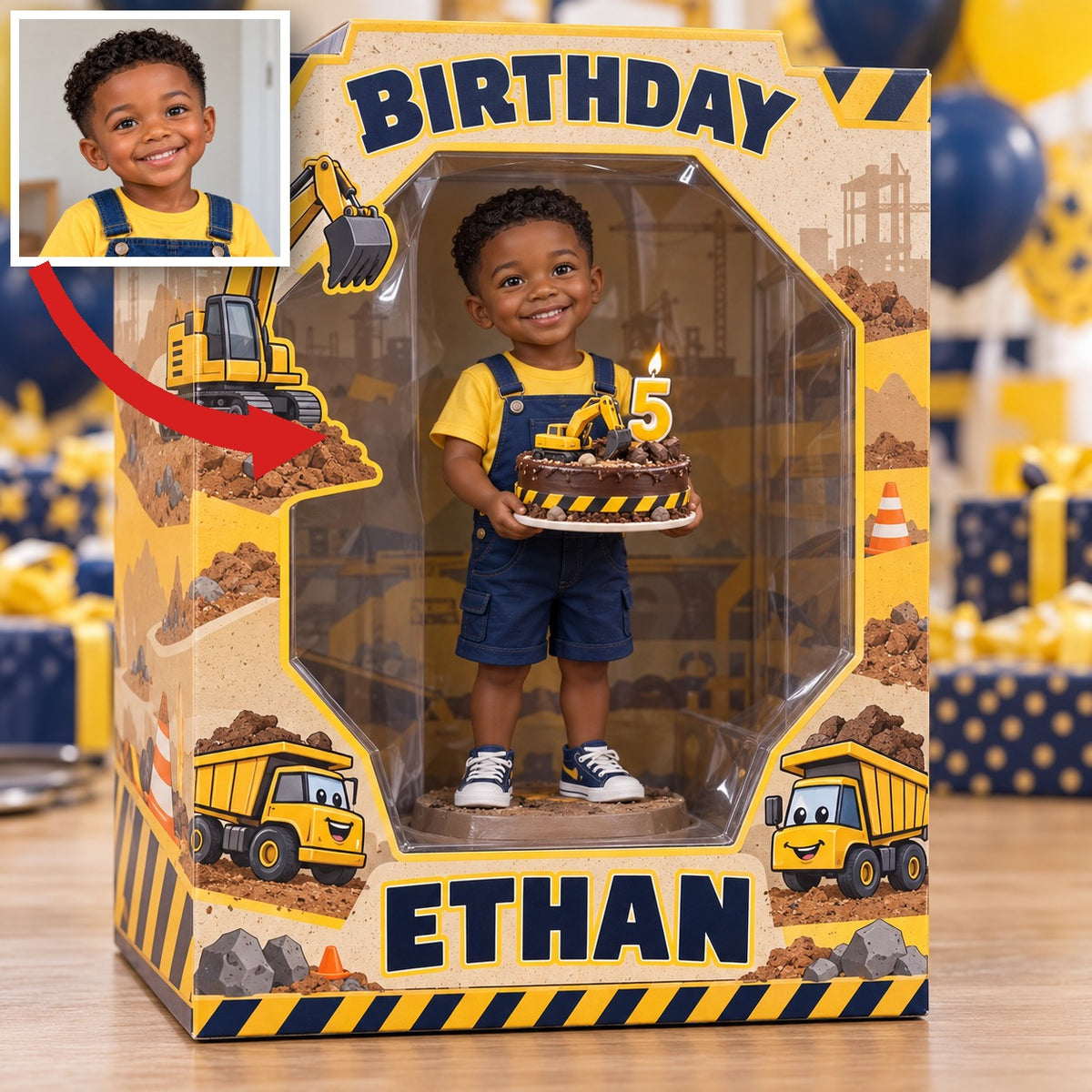 Personalisierte Foto-Acryl-Displaybox - 5. Geburtstag Geschenk für Jungen