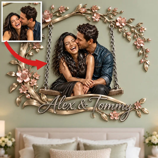 Personalisierte 3D Metall Wandkunst mit Foto - Geschenk für Paare