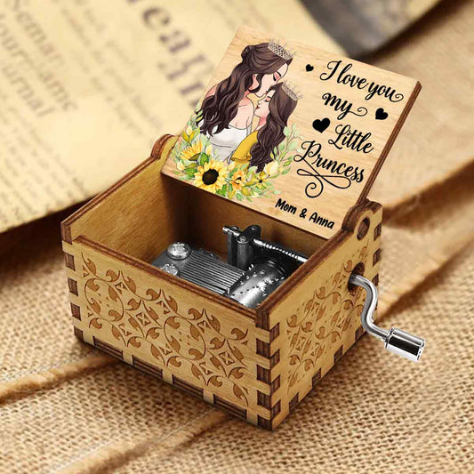 I Love You My Little Princess - Gift for mom, daughter, son, granddaughter, grandson - Personalized Hand Crank Music Box