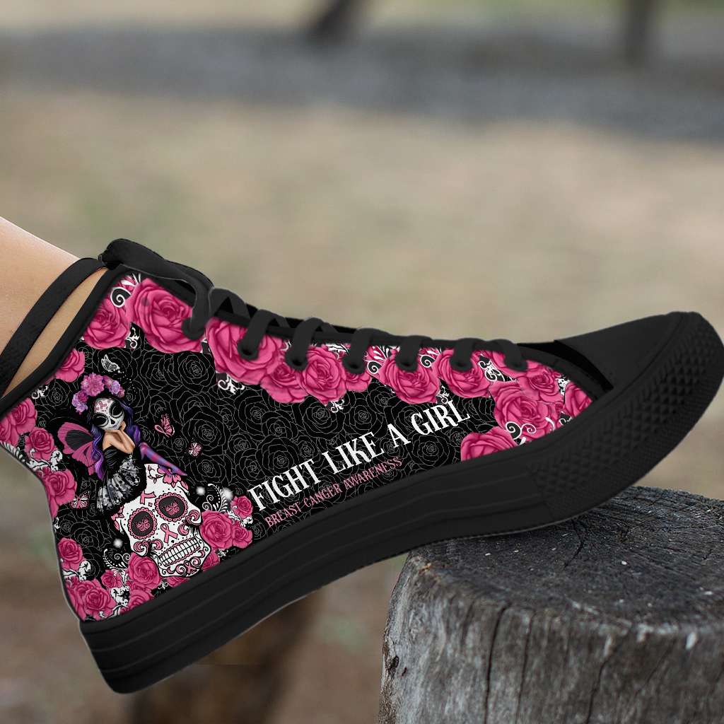 Fight Like A Girl Breast Cancer Awareness High Top Shoes 0622