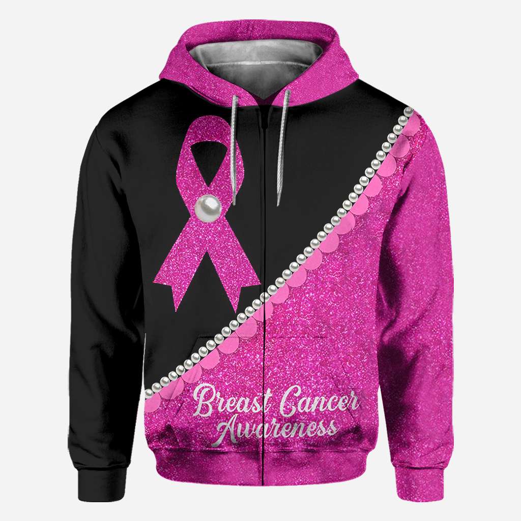 Perles Ruban Rose - T-shirt et sweat à capuche imprimés sur toute la surface, pour la sensibilisation au cancer du sein 0822