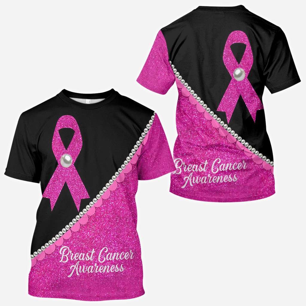 Perles Ruban Rose - T-shirt et sweat à capuche imprimés sur toute la surface, pour la sensibilisation au cancer du sein 0822