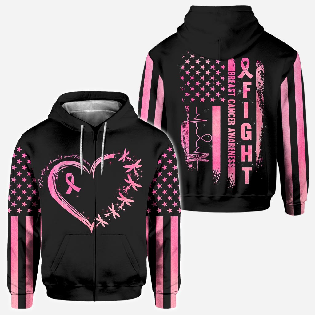 Dragonflies Heart No Story Should End Too Soon - Breast Cancer Awareness All Over T-shirt and Hoodie 0822