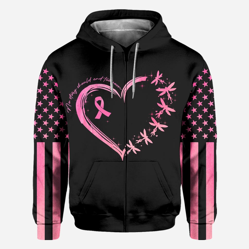 Dragonflies Heart No Story Should End Too Soon - Breast Cancer Awareness All Over T-shirt and Hoodie 0822