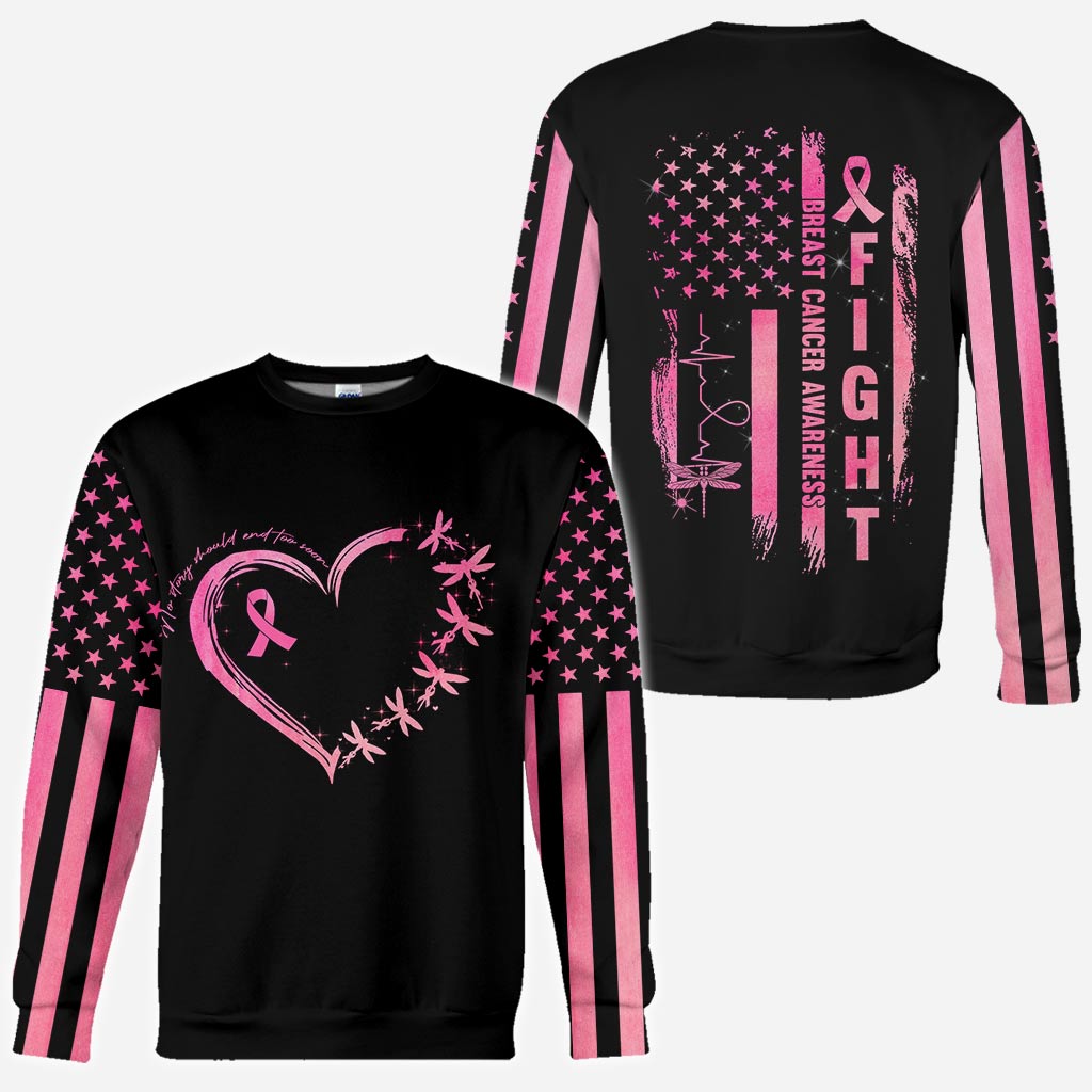 Dragonflies Heart No Story Should End Too Soon - Breast Cancer Awareness All Over T-shirt and Hoodie 0822