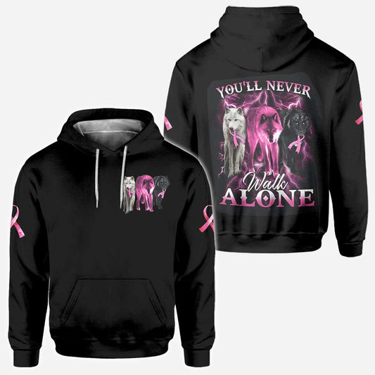 You Will Never Walk Alone - Breast Cancer Awareness All Over T-shirt and Hoodie 0822