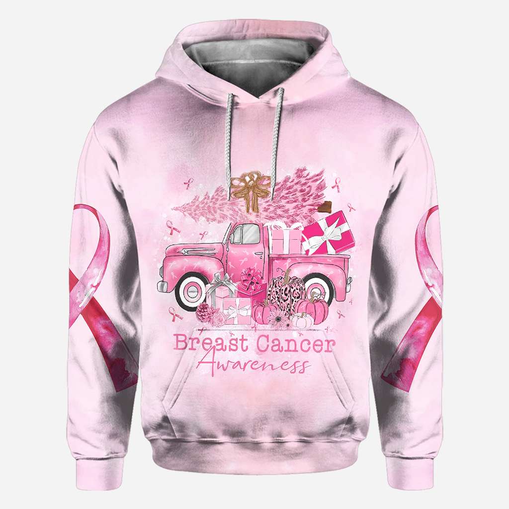 Weihnachten mit Brustkrebs-Truck – T-Shirt und Hoodie mit Brustkrebs-Motiv 0822