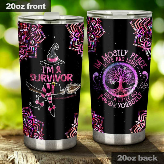 Hologram Witch Survivor - Breast Cancer Awareness Tumbler 0822