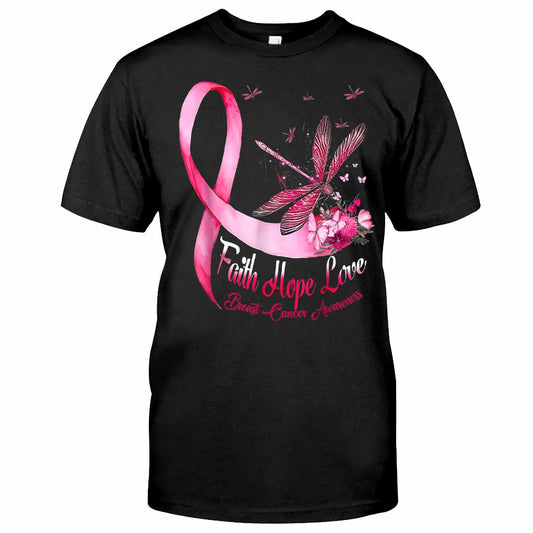 Dragonfly Faith Hope Love - Breast Cancer Awareness T-shirt and Hoodie 0822