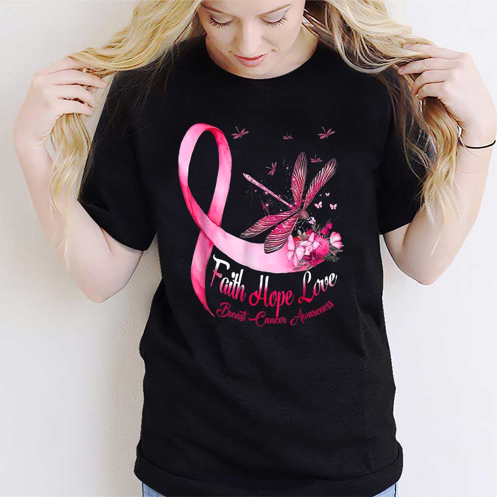 Dragonfly Faith Hope Love - Breast Cancer Awareness T-shirt and Hoodie 0822