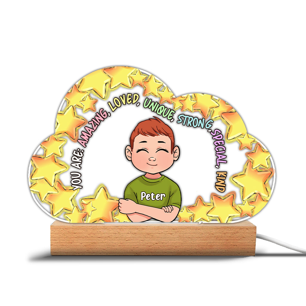 You Are Amazing - Personalized Family Shaped Plaque Light Base