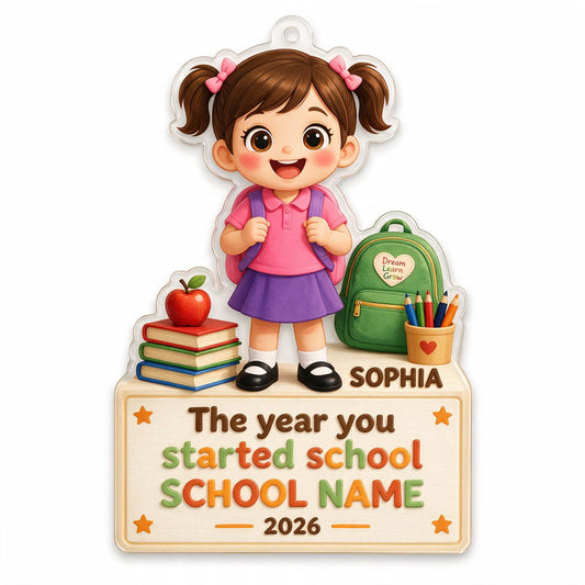 Personalized First Day of School Custom Photo Acrylic Ornament, Back to School Keepsake Gift
