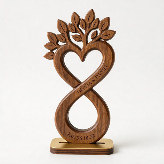 Personalized Infinity Heart Tree Couple Wooden Plaque - Anniversary Gift for Her & Him