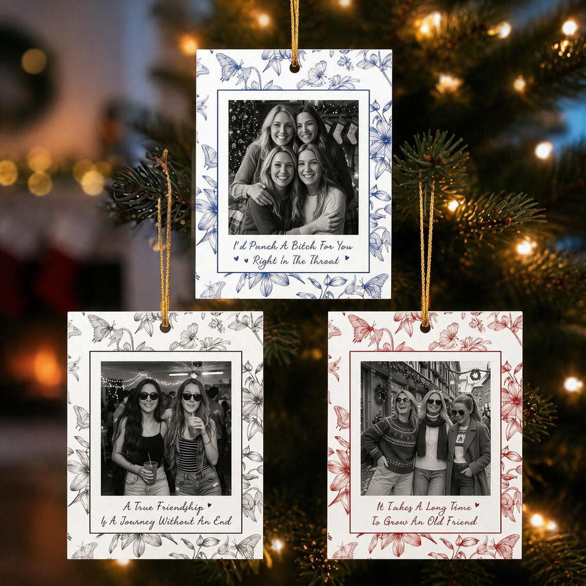 Custom Photo Christmas Best Friends Acrylic Ornament, Funny Friendship Gift