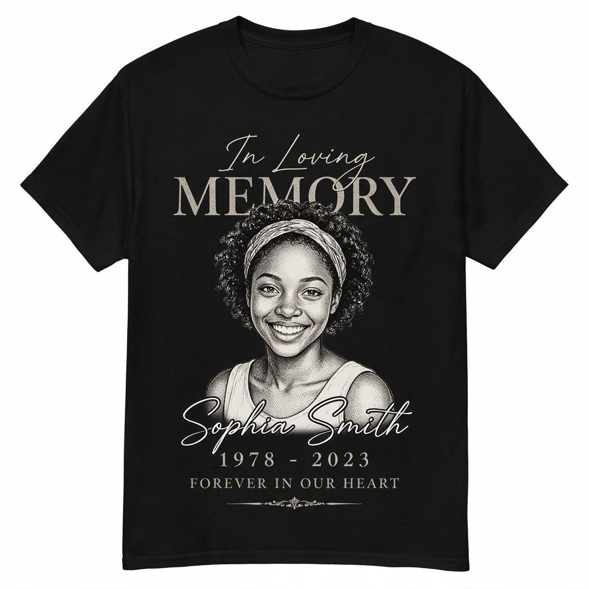 En mémoire affectueuse pour toujours dans nos cœurs - T-shirt personnalisé - Cadeau de sympathie