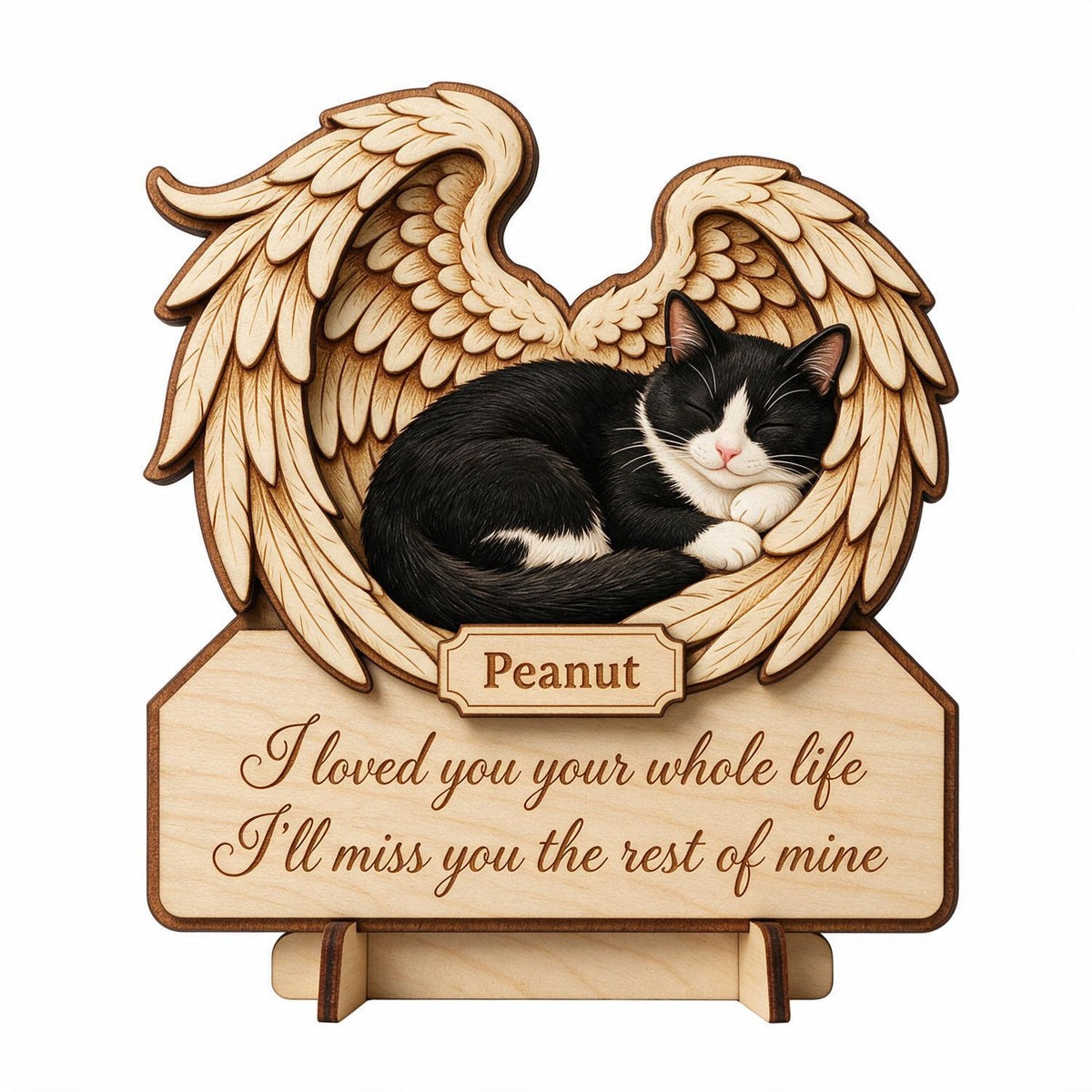 Cat Memorial I Loved You Your Whole Life - Personalized 2-Layered Wooden Plaque - Sympathy Pet Loss Gift