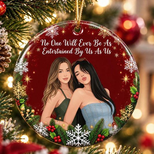 Custom Photo Christmas Best Friends Ceramic Ornament - Funny Friendship Gift