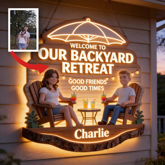 Panneau en Acrylique LED Personnalisé pour Couple - Décoration de Jardin