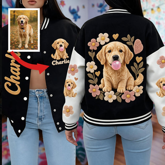 Personalized Golden Retriever Varsity Jacket Dog Lover Casual Outerwear