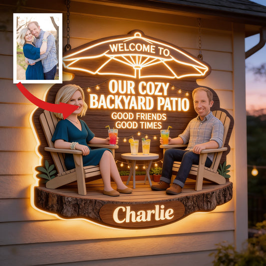 Panneau LED Acrylique Personnalisé pour Couple d'Âge Moyen - Décor de Jardin