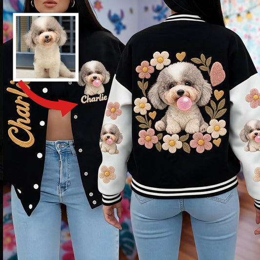 Veste Varsity Personnalisée en Fourrure Bouclée pour Amateurs de Chiens