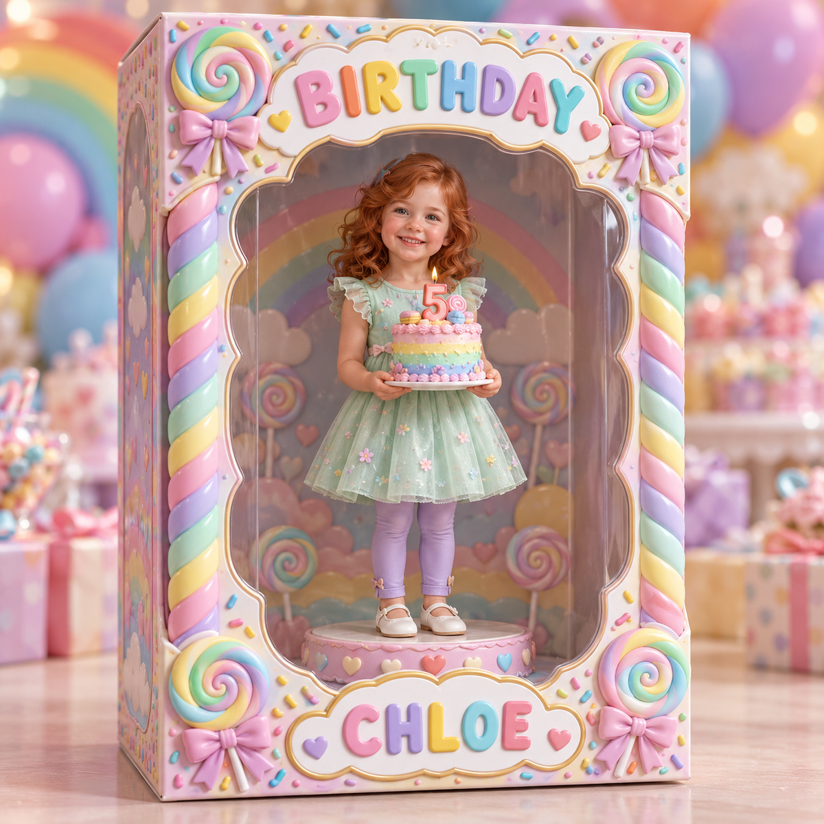 Personalisierte Foto Süßigkeiten Acryl Display Box - 5. Geburtstagsgeschenk für Mädchen